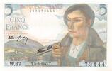 France 5 francs 5 Francs Shepherd - 05-08-1943 Serial W.67 - UNC -