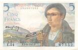 France 5 francs 5 Francs Shepherd - 05-08-1943 Serial E.54 - aUNC -