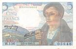 France 5 francs 5 Francs Shepherd - 05-04-1945 Serial W.136 - AU+ -