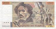 France  100 Francs Delacroix - 1991 Serial P.204 - F+ FF+
