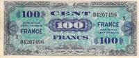 France  100 Francs Allied Military Currency - 1945 big X Serial - F+ FF+