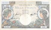 France 1941 1000 Francs Commerce and Industry - 06-02-1941 Serial D.1547 - F to VF