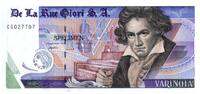 Switzerland douzain 1 Varinota, Test Note - De la Rue Giori - Beethoven - Black Serial -