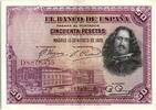 Spain 50 pesetas 50 Pesetas - D. Vélasquez - 1928 - Serial D - XF to AU - P.75 -