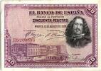 Spain 50 pesetas 50 Pesetas - D. Vélasquez - 1928 - Serial E - VF - P.75 -
