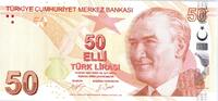 Turkey 50 turk lirasi 50 Yeni Turk Lirasi - Pdt Ataturk - Fatma Aliye - 2009 (2017) - UNC - P.225c -