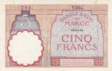 Morocco 5 francs 5 Francs 14-11-1941 - XF - Serial T.854 - P.23Ab -