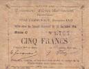 France  5 F Evin-Malmaison - 30/12/1914 VF
