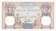 France 1000 francs 1000 Francs - Ceres and Mercury - 02-02-1939 - Serial W.6263 - XF to AU - P.90c -