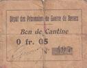 France  5 Centimes - Bon de cantine - Dépôt des prisonniers de guerre de Nevers FF