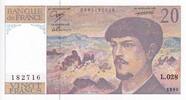 France  20 Francs - Debussy - 1990 - Serial L.028 - P.151 UNC