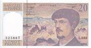 France  20 Francs - Debussy - 1991 - Serial L.033 - P.151 UNC