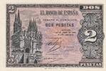 Spain 2 pesetas 2 Pesetas - Gothic church of Burgos - 1938 - Serial C - P.109 -