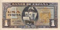 Spain 1 peseta 1 Peseta - Santa Maria - Serial H - 1940 - P.122 -