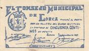 Spain 50 centimos 50 Centimos - Consejo Municipal de Lorca - 1937 -