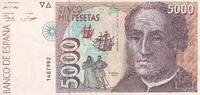 Spain 5000 pesetas 5000 Pesetas - Christophe Colomb - Bateaux - 1992 - Without serial - P.165 -