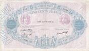 France 1937 500 Francs - Pink and Blue - 27-05-1937 - Serial A.2588 - P.66 VF