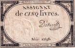 France 31/10/1793 5 Livres - 10 Brumaire Year II (31-10-1793) - Sign Dosseville - Serial 23638 - P. A.76 VF+