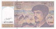 France  20 Francs - Debussy - Sign Vigier - 1993 - Serial J.044 - P.151 UNC