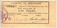 France 1 franc 1 Franc Renansart City - N4705 - 1915 -