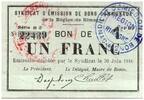 France 1 franc 1 Franc Rimogne City - 1916 -