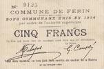 France 5 francs 5 Francs Ferin City - 1914 -