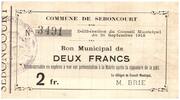 France 2 francs 2 Francs Seboncourt City - 1915 -
