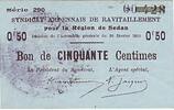 France 50 centimes 50 cent. Sedan Synd.de ravitaillement -