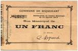 France 1 franc 1 Franc Sequehart City -10/01/1915 -