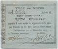 France 1 franc 1 Franc Noyon City - 1915 -