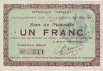 France 1 f 1 F Wallers-Trelon Bon de monnaie -