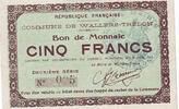 France 5 f 5 F Wallers-Trelon Bon de monnaie -