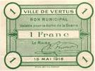 France 1 franc 1 Franc Vertus City - 1916 -