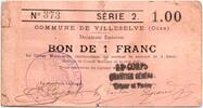 France 1 franc 1 Franc Villeselve City - 1915 -