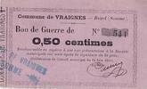 France 50 centimes 50 cent. Vraignes Bon de guerre -