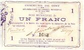 France 1 franc 1 Franc Oisy City - N1603 - 1915 -