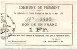 France 1 franc 1 Franc Premont City - 2nd emission N1493 - 1915 -