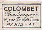 France 35 centimes 35 cent. Paris Boulangerie Colombet -
