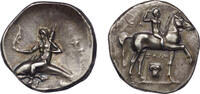 Calabria, Tarentum AR nomos Phalanthus riding dolphin/youth on horseback, pedigree to 1914 -