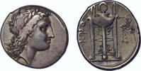 Bruttium, Croton AR nomos Laureate head of Apollo right/tripod, pedigree to 1971 -