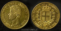 Italien 20 Lire Genua/Sardinien, Karl Albert 1831-1849, 6,41 g/900 Gold, ss -