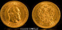 Russland 5 Rubel Mzz. AG, St. Petersburg, Alexander III. 1881-1894, 6,44 g/900 Gold, F168, S181, ss -