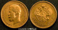 Russland 10 Rubel Mzz. AG, Nikolaj II. 1894-1917, 8,57 g/900 Gold, ss+ -