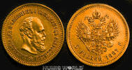 Russland 5 Rubel Mzz. AG, St. Petersburg, Alexander III. 1881-1894, 6,45 g/900 Gold, F168, S181, vz -