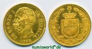 Italien 20 Lire Umberto I. 1878-1900, Rotgold, 6,46 g/900 Gold, S66, vz+ -