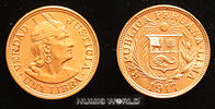 Peru 1 Libra Peru, 1 Libra, 1917, Indianerkopf, 7,98 g/917 Gold, KM207, f. Stg. -