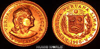 Peru 1/5 Libra Peru, 1/5 Libra, 1968, Indianerkopf, 1,60 g/917 Gold, KM210, f. Stg. -