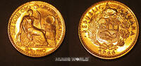 Peru Peru, 10 Soles, 1966, Lima, Sitzende Liberty, 4,68 g/900 Gold (Rotgold), nur 2.601 Ex., KM236, Stg -