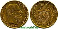 Belgien 20 Francs 1877 Leopold II. 1865-1909, 6,46 g/900 Gold, S25, vz+ vz+ 787,50 EUR  Excl. 23,00 EUR Verzending