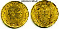 Griechenland 20 Drachmai Mz. A (Paris), Georg I. 1863-1913, 6,46 g/900 Gold, S9, f. vz -
